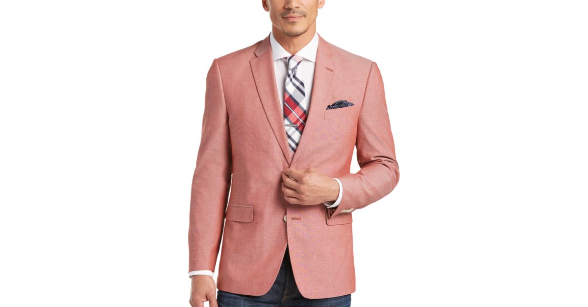 Tommy Hilfiger Red Chambray Slim Fit Sport Coat - Men's Blazers ...