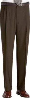 Austin Reed Olive Pleated Long Rise Slacks
