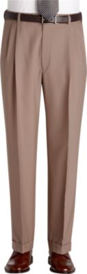 Austin Reed Tan Pleated Long Rise Slacks