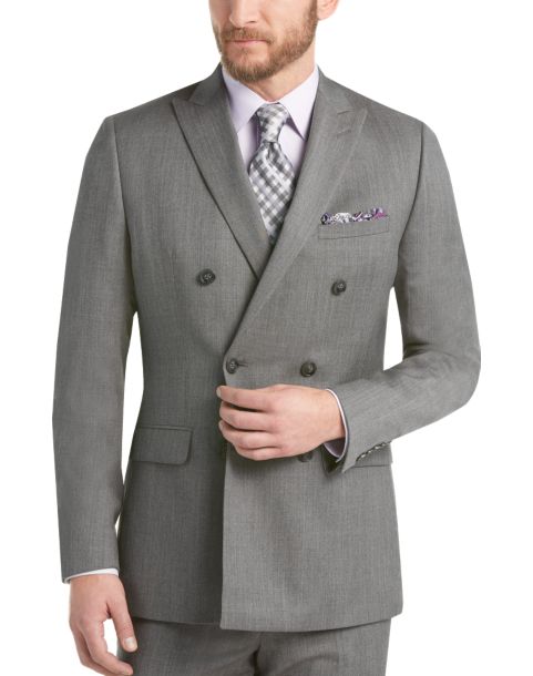 Calvin Klein Gray Double Breasted Extreme Slim Fit Suit - Men's ...