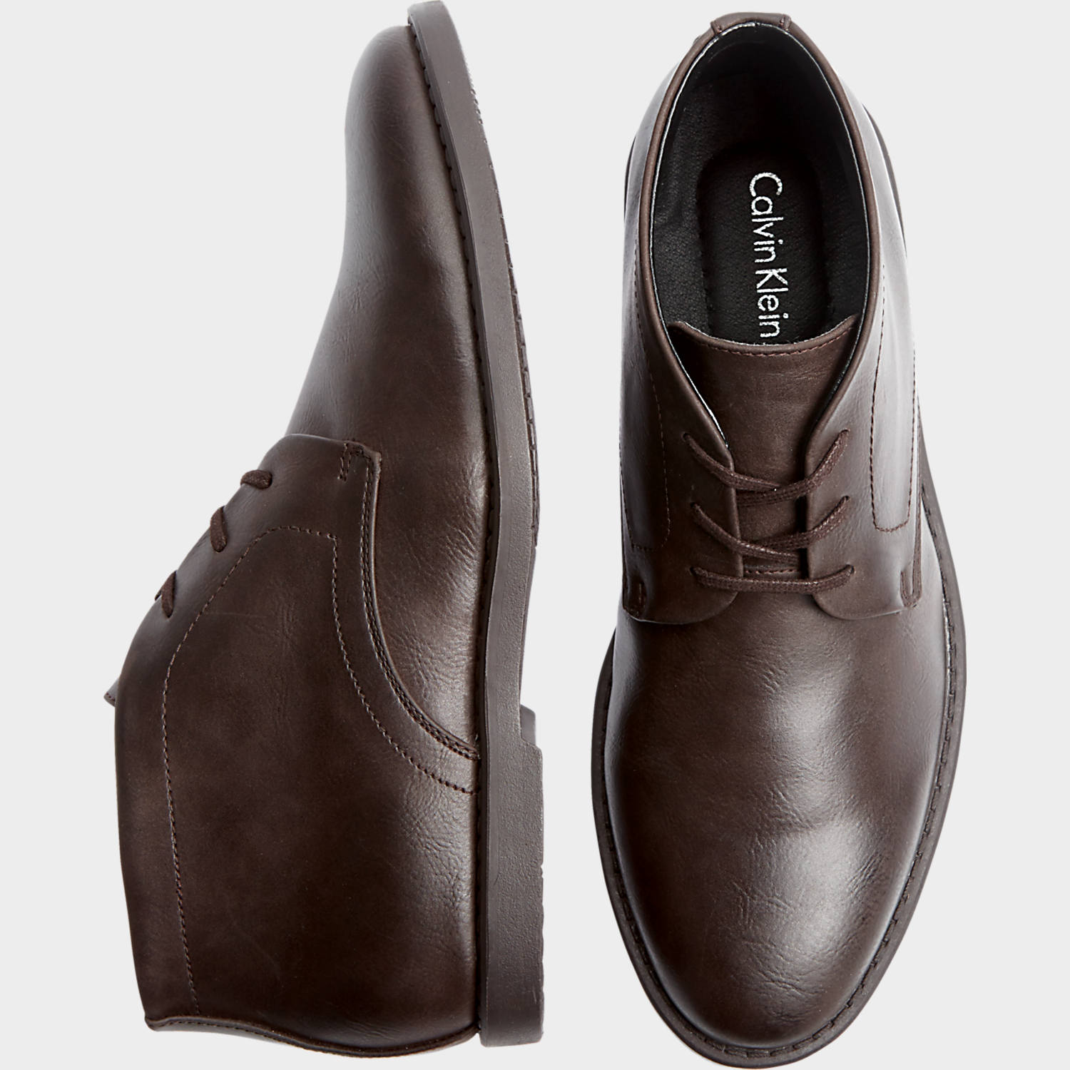Calvin Klein Brown Leather Ankle Boots - Men's Boots | Men's Wearhouse