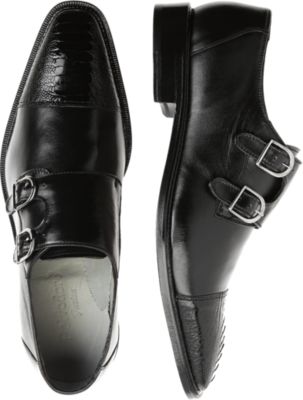 Belvedere Amico Black Monk-Strap Shoes - Men's Dress Shoes | Men's ...