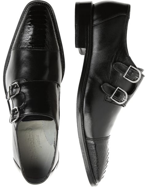 Belvedere Amico Black Monk-Strap Shoes - Men's Dress Shoes | Men's ...