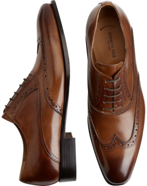 Kenneth Cole Coat of Arms Tan Wingtip Oxfords - Men's Kenneth Cole ...
