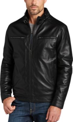 Pronto Uomo Black Modern Fit Moto Jacket - Men's Leather Jackets | Men ...