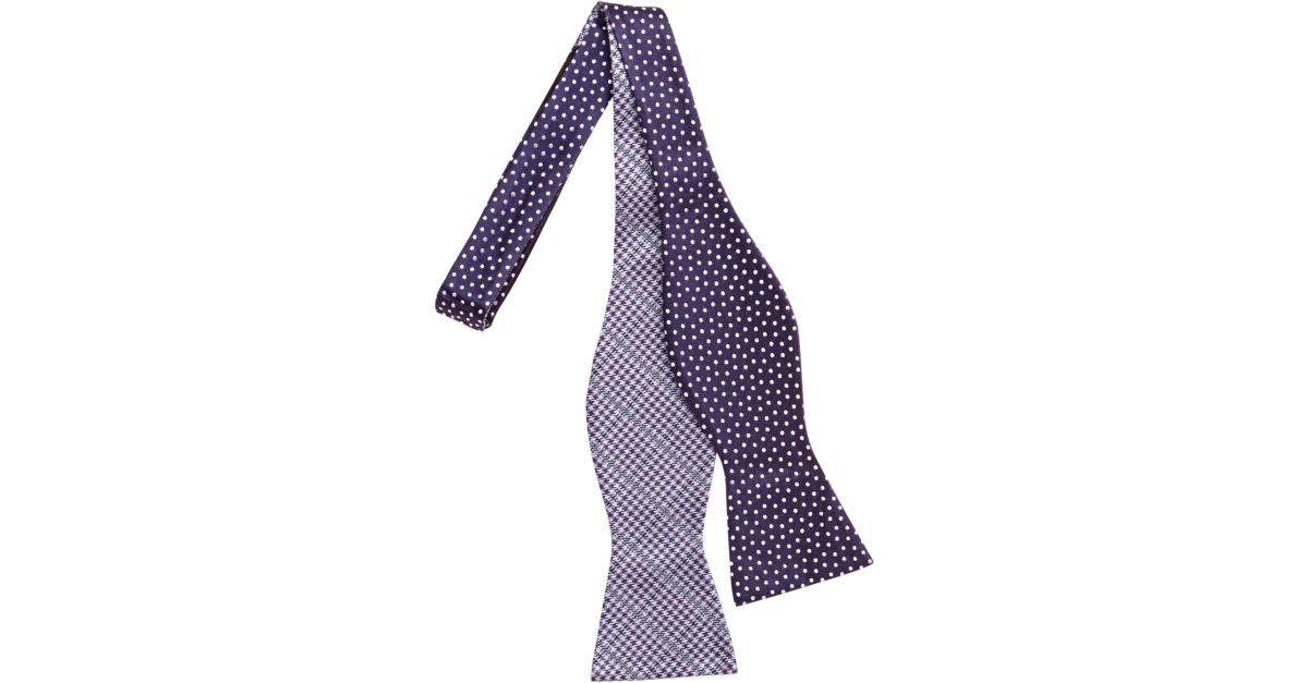 Egara Purple Dot & Purple Plaid Reversible Bow Tie - Men's Bow Ties ...